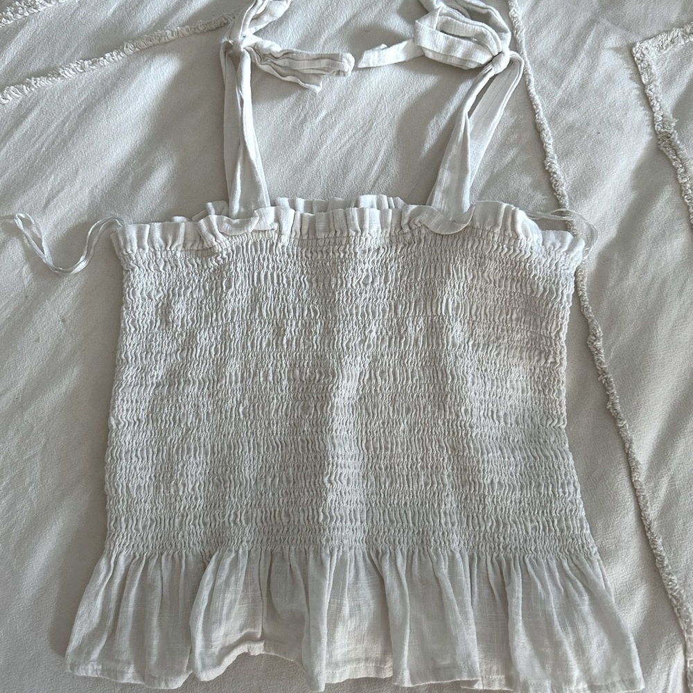 Billabong White Ruffle Tank